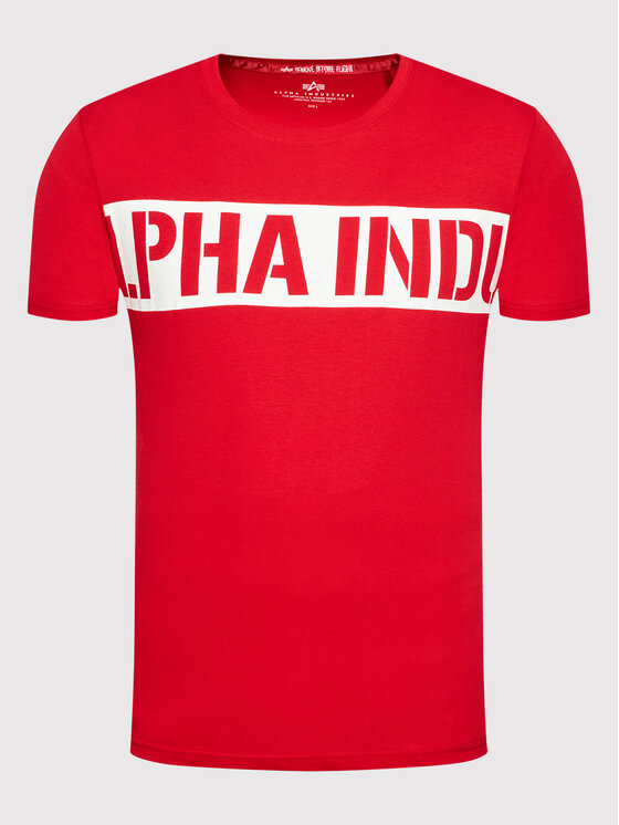 Alpha Industries Alpha Industries Marškinėliai Printed Stripe 118511 Raudona Regular Fit