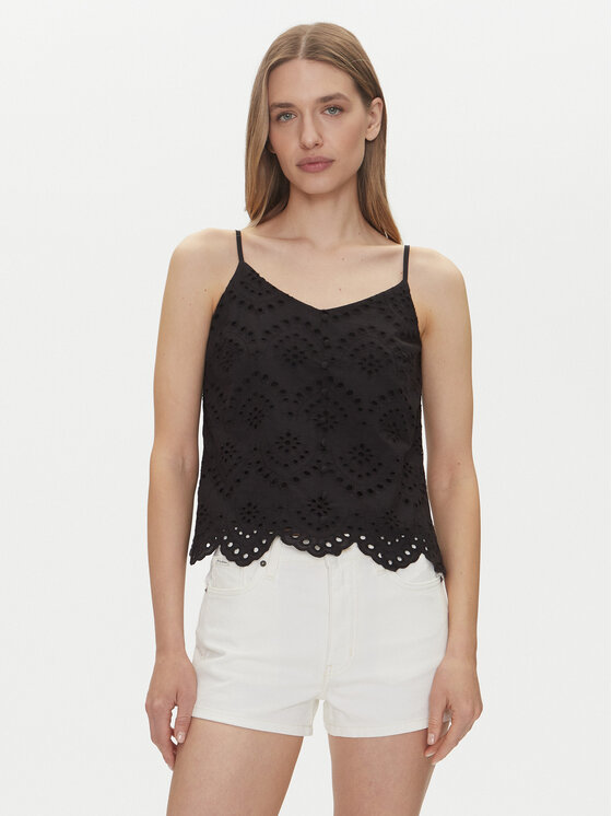 Pieces Pieces Топ Vilde 17156563 Чорний Regular Fit