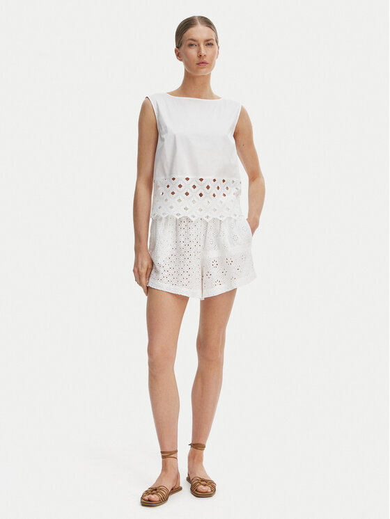Max Mara Beachwear Max Mara Beachwear Top Maggio 2616161039 Blanco Regular Fit