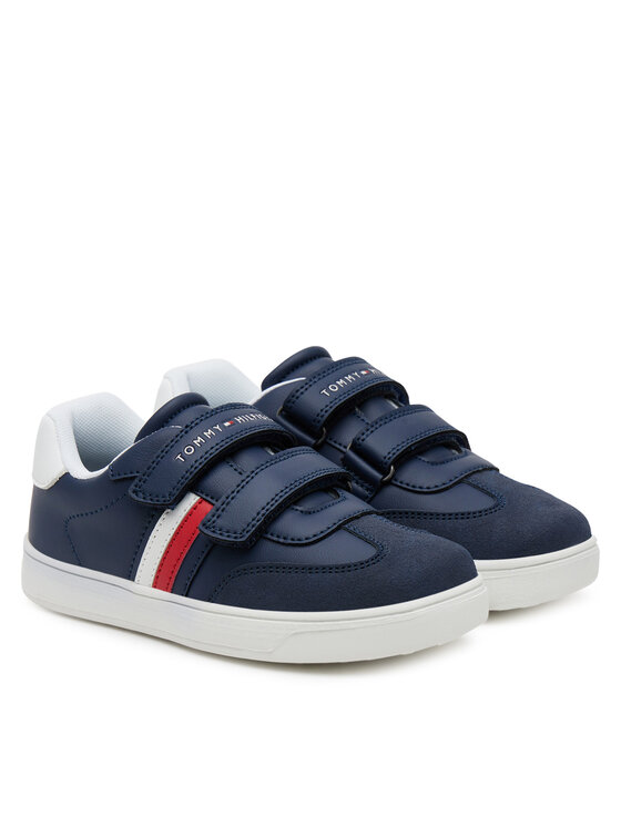 Tommy Hilfiger Tenisice Tommy Hilfiger Stripes Low Cut Lace Velcro Sneaker T1X9-33840-1269 S Tamnoplava