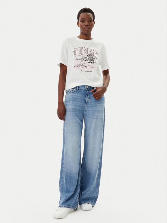 Tommy Jeans Tommy Jeans T-shirt Tonal Tropics DW0DW21343 Écru Relaxed Fit