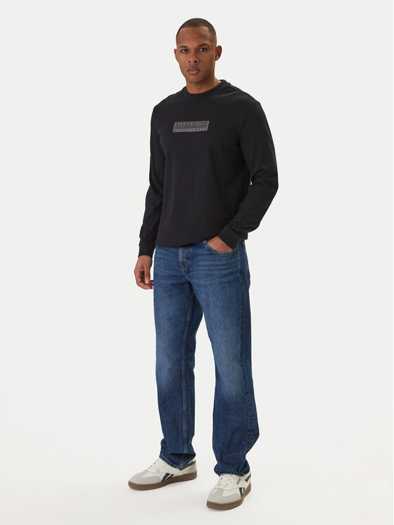 Napapijri Napapijri Longsleeve S-Box Logo NP0A8BC5 Чорний Regular Fit
