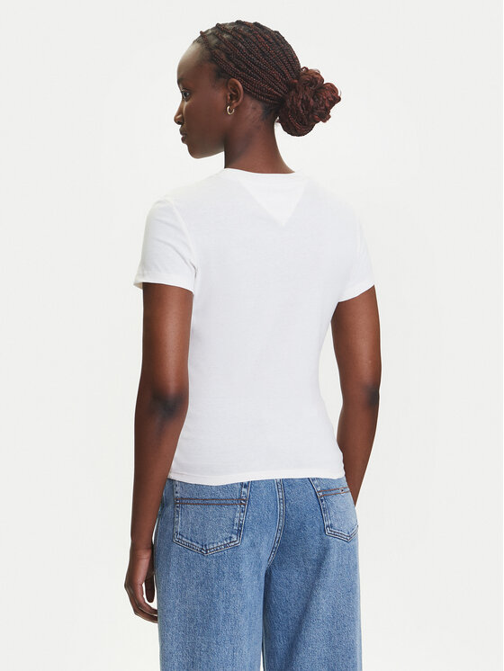Tommy Jeans Tommy Jeans Majica Linear DW0DW21422 Écru Slim Fit
