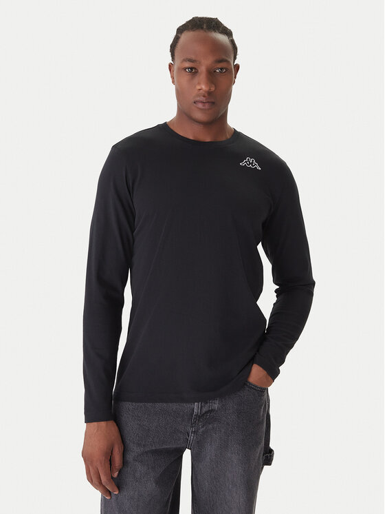 Kappa Kappa Langarmshirt-Set Logo Saro 37216LW Schwarz Regular Fit