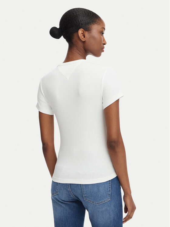 Tommy Jeans Tommy Jeans Camiseta Script Rib DW0DW22809 Crema Slim Fit