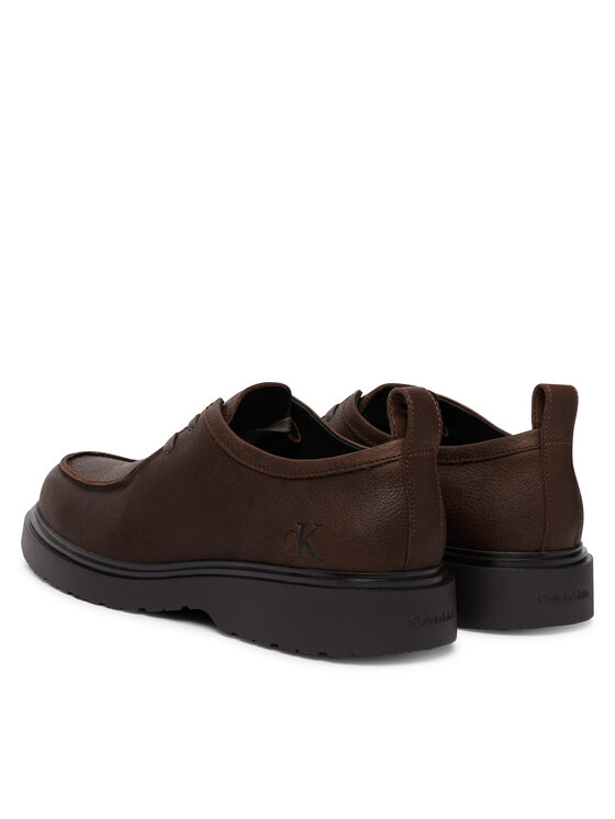 Calvin Klein Polobotky Calvin Klein Combat Apron Laceup Tu Lth HM0HM02245 Tmavě hnědá