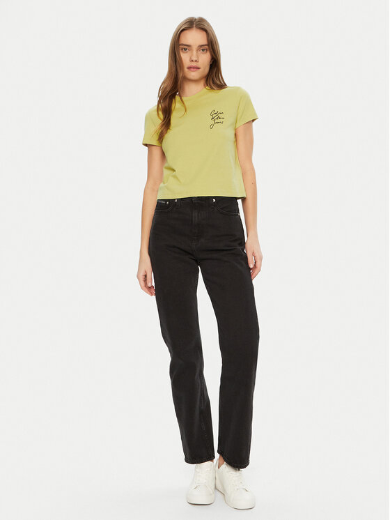 Calvin Klein Jeans Calvin Klein Jeans Majica Script Institutional J20J224984 Zelena Slim Fit