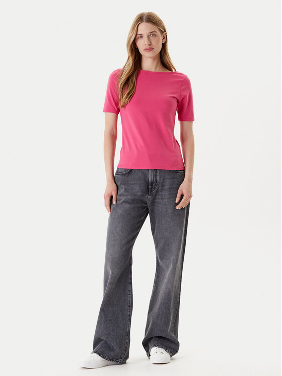 United Colors Of Benetton United Colors Of Benetton Marškinėliai 3FJHD109K Rožinė Slim Fit