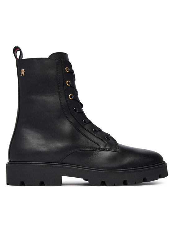 Tommy Hilfiger Kotníková obuv Tommy Hilfiger TH Stud Leather Lace-Up Boot FW0FW09571 Černá