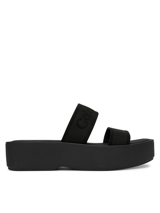 Calvin Klein Papucs Calvin Klein Flatform Sndl Webbing HW0HW02878 Fekete