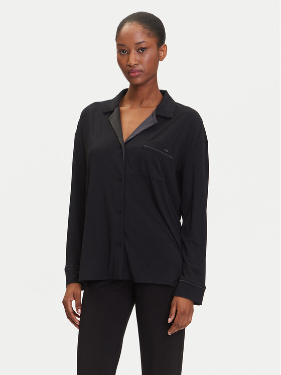 BOSS BOSS Pižamos marškiniai Sheen 50545588 Juoda Relaxed Fit