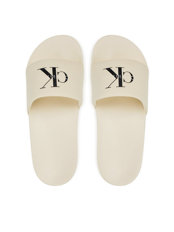 Calvin Klein Jeans Infradito Calvin Klein Jeans Slide Monogram Wn Logo Ck YW0YW01967 Beige