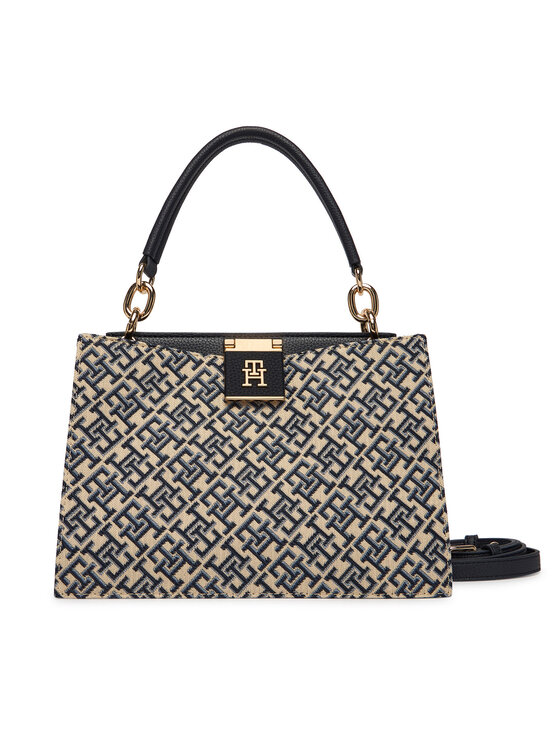 Tommy Hilfiger Táska Tommy Hilfiger Th Her Med Satchel Jacqu AW0AW18639 Sötétkék