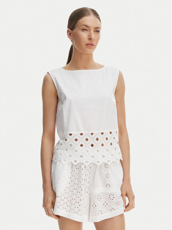 Max Mara Beachwear Max Mara Beachwear Top Maggio 2616161039 Blanco Regular Fit