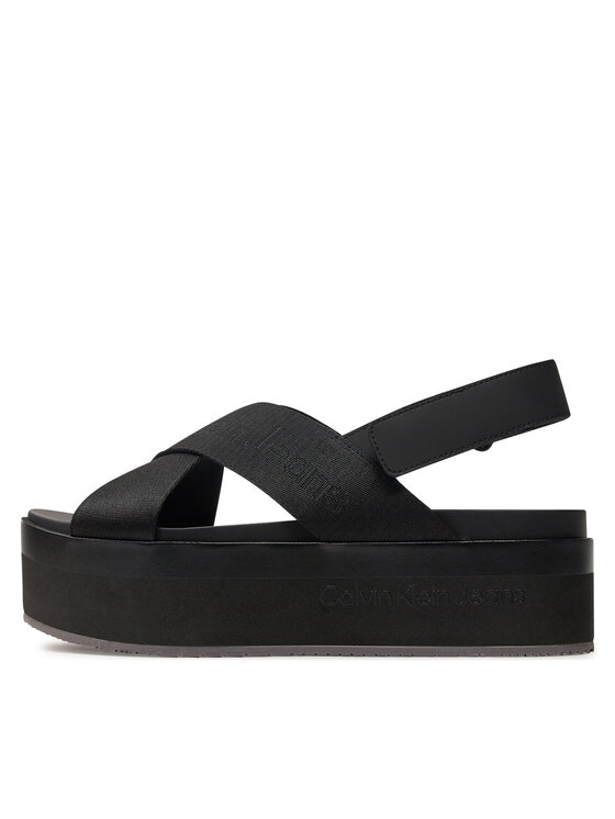 Calvin Klein Jeans Sandály Calvin Klein Jeans Flatform Sandal Sling In Mr YW0YW01362 Černá