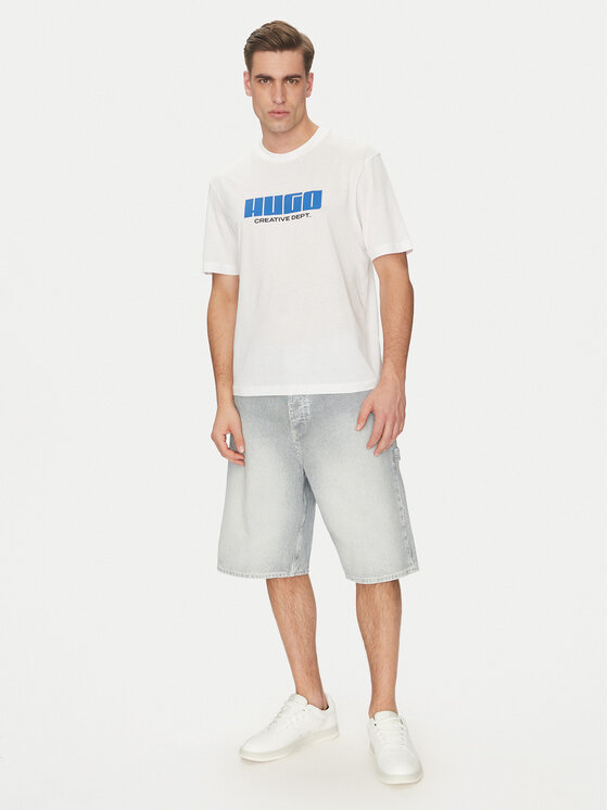 HUGO HUGO Футболка Newromi 50542934 Білий Regular Fit
