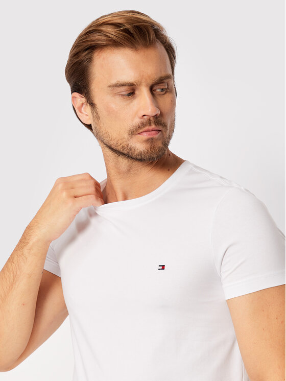 Tommy Hilfiger Tommy Hilfiger Marškinėliai Core Stretch MW0MW27539 Balta Slim Fit