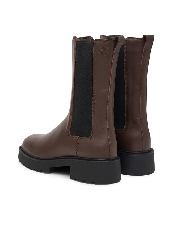 Calvin Klein Боти тип челси Calvin Klein Chunky Mid Chelsea Boot Lth YW0YW01909 Тъмнокафяв