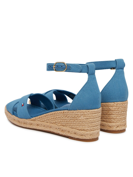 Tommy Hilfiger Espadrilles Tommy Hilfiger Hemp Crossover Strap Wedge Espadrilles FW0FW09332 Zils