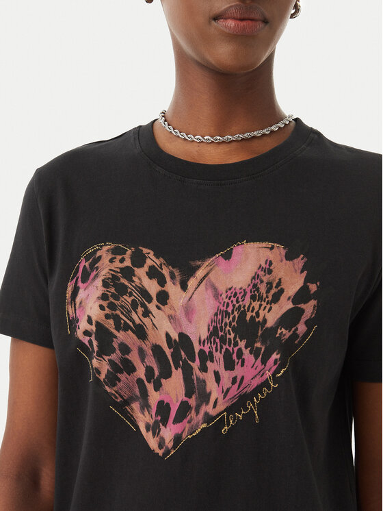 Desigual Desigual T-shirt Tiger 26SWTK53 Crna Regular Fit