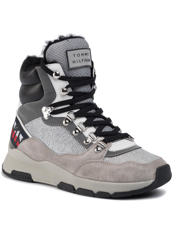 Tommy Hilfiger Sneakersy Tommy Hilfiger Tommy Sparkle Sporty Boot FW0FW04635 Šedá