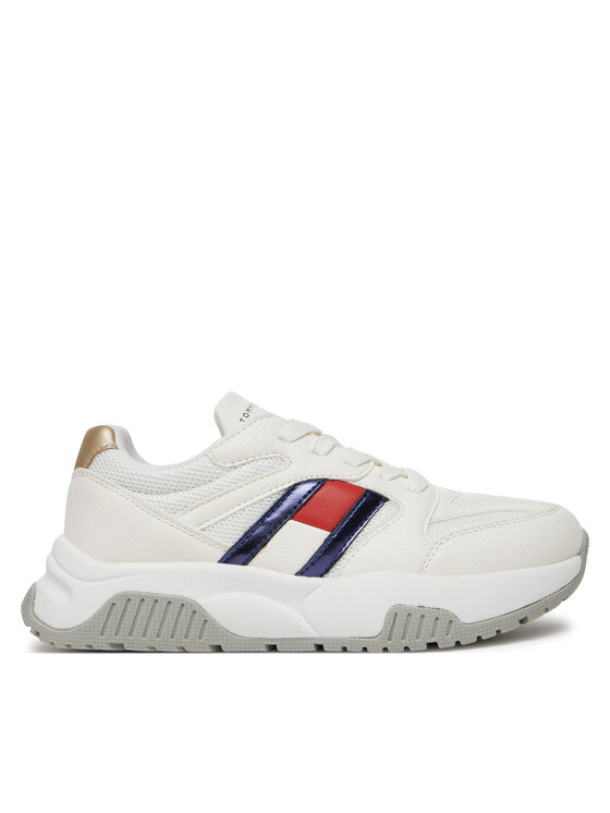 Tommy Hilfiger Sneakersy Tommy Hilfiger Flag Low Cut Lace-Up Sneaker T3A9-33550-1697 S Biela