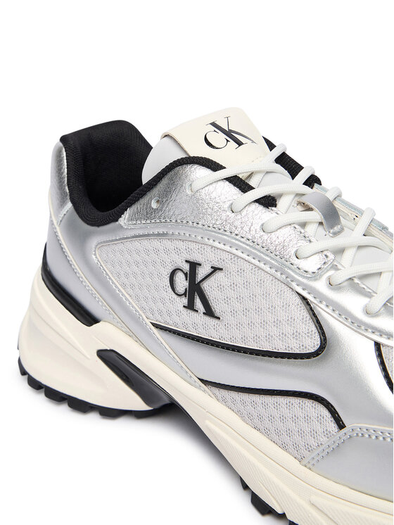 Calvin Klein Sneakersy Calvin Klein Hike Runner Laceup Mesh Mix Met YM0YM01402 Stříbrná
