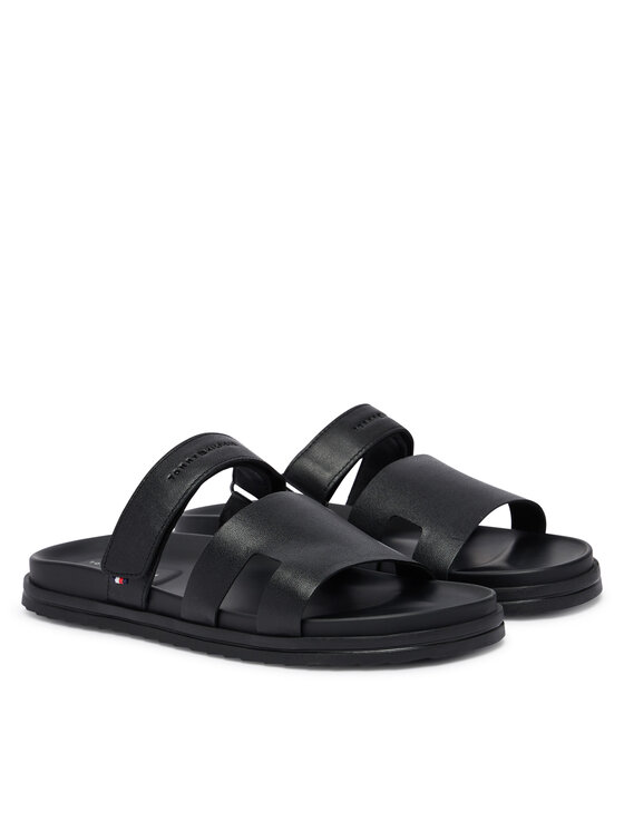 Tommy Hilfiger Klapki Tommy Hilfiger Adjustable Premium Lth Sandal FM0FM05773 Czarny