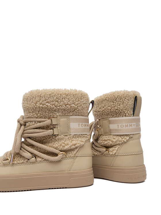 Tommy Hilfiger Škornji za sneg Tommy Hilfiger Faux Shearling Snowboot FW0FW08788 Écru
