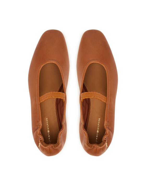 Tommy Hilfiger Ballerine Tommy Hilfiger Soft Leather Ellastic Ballerina FW0FW09245 Marrone