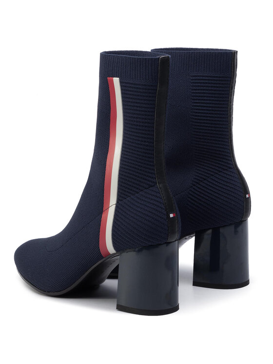Tommy Hilfiger Členková obuv Tommy Hilfiger Knitted Heeled Boot FW0FW04157 Tmavomodrá