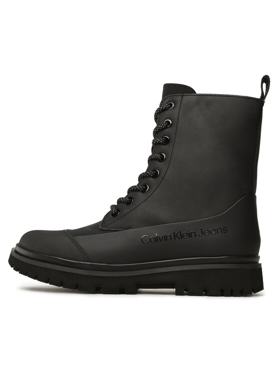 Calvin Klein Jeans Polacchine Calvin Klein Jeans Chunky Combat Laceup Boot Rub YW0YW01066 Nero