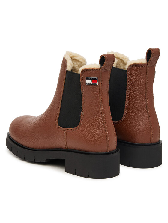 Tommy Jeans Členková obuv s elastickým prvkom Tommy Jeans Tjw Cleated Chelsea Boots Wl EN0EN03102 Hnedá