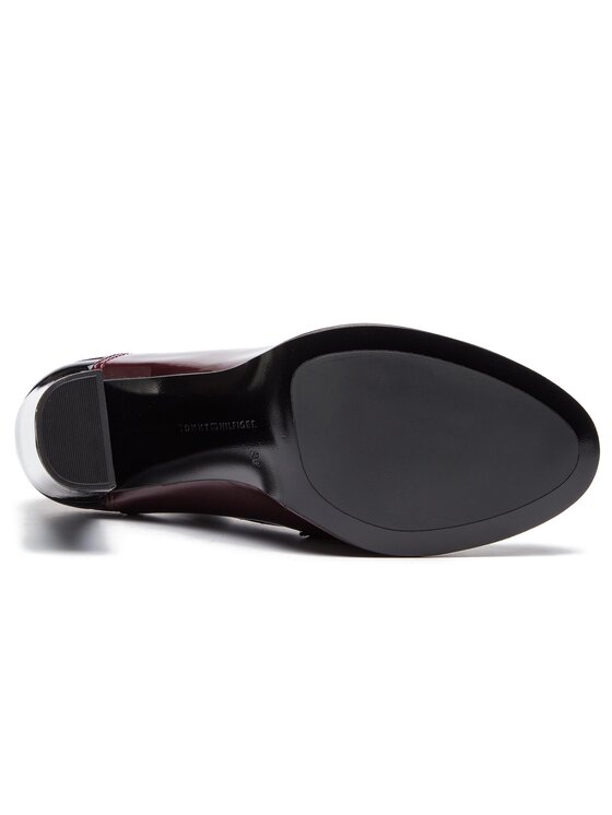 Tommy Hilfiger Pantofi Tommy Hilfiger Iconic Patent Loafer FW0FW04003 Vișiniu