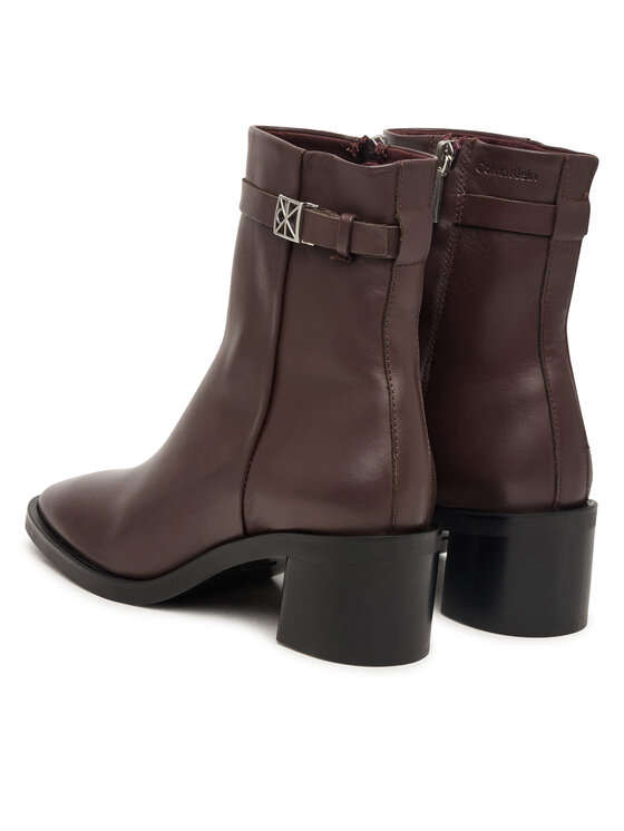 Calvin Klein Škornji Calvin Klein Block Heel Ank Boot Lth Hdw HW0HW03171 Rjava