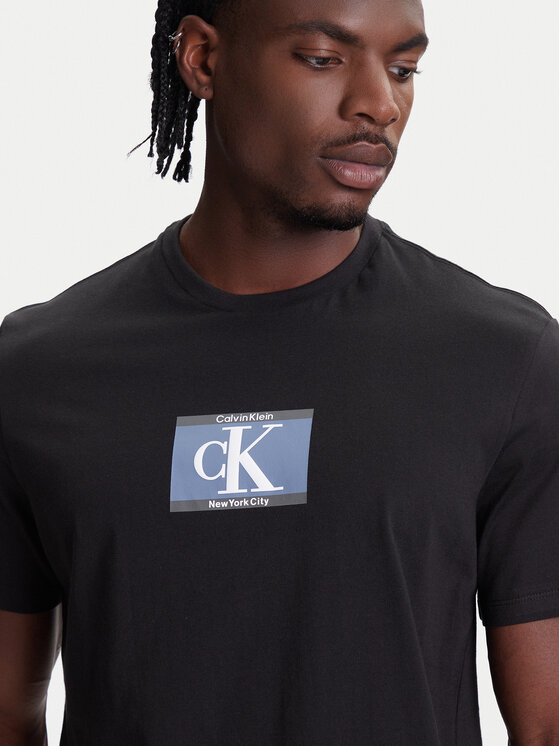 Calvin Klein Calvin Klein Póló Box Tape Graphic LV04RC854G Fekete Regular Fit