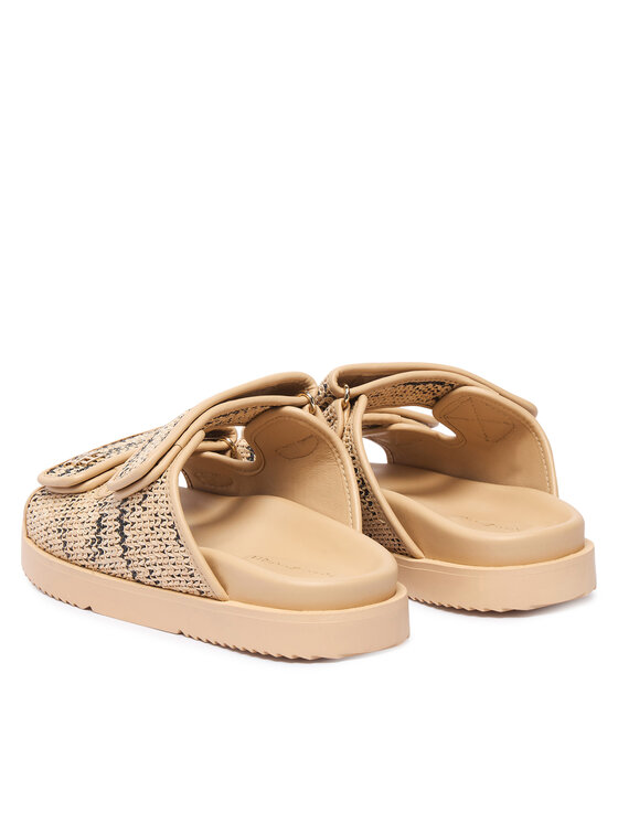 Tommy Hilfiger Šľapky Tommy Hilfiger Double Strap Raffia FW0FW09122 Béžová