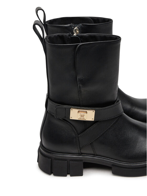 Tommy Hilfiger Bokacsizma Tommy Hilfiger Biker Leather FW0FW08313 Fekete