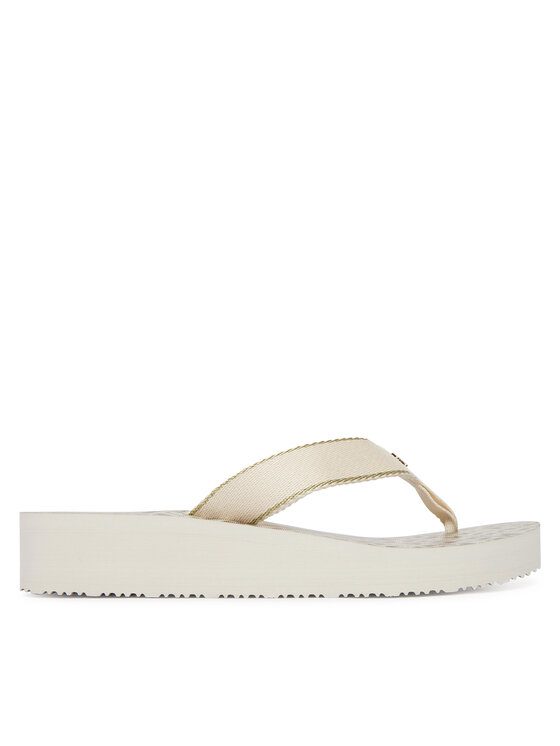 Tommy Hilfiger Japonki Tommy Hilfiger Monogram Mid Wedge Sandal FW0FW09419 Kremowy