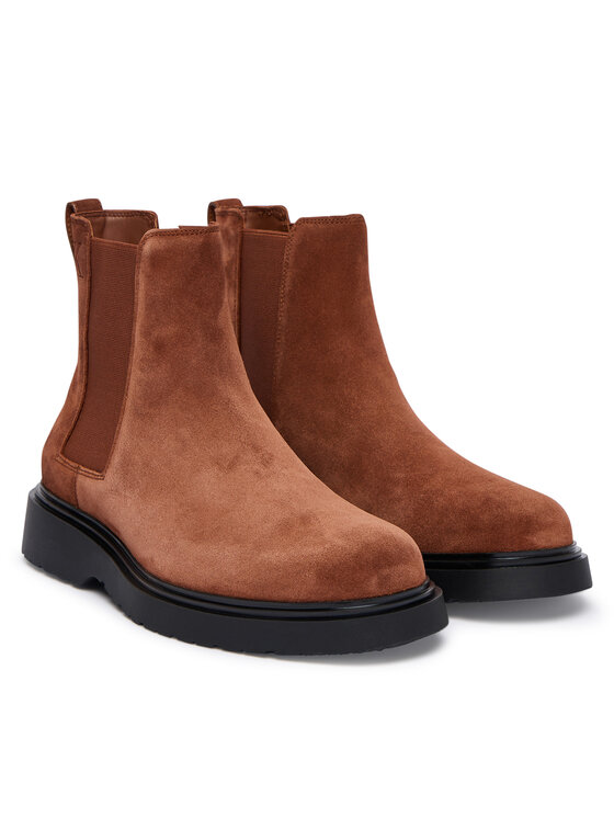 Calvin Klein Kotníková obuv s elastickým prvkem Calvin Klein Combat Ess Chelsea Boot Su YM0YM01372 Hnědá