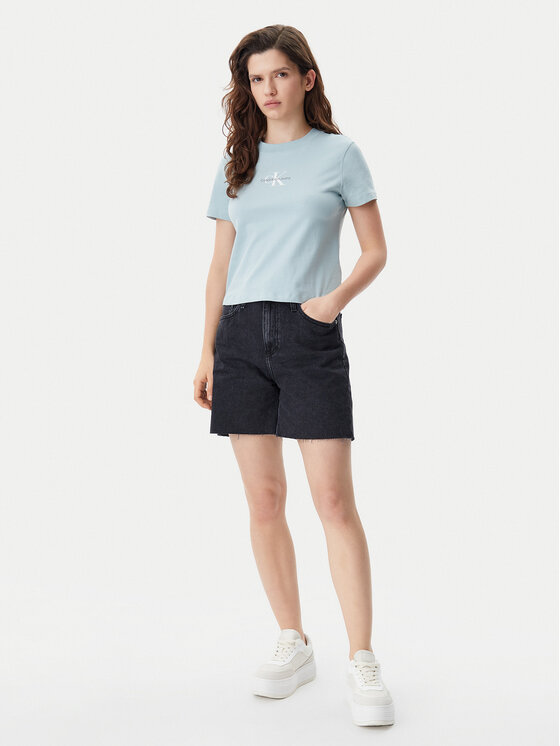 Calvin Klein Jeans Calvin Klein Jeans Majica Baby Tee J20J223113 Modra Slim Fit