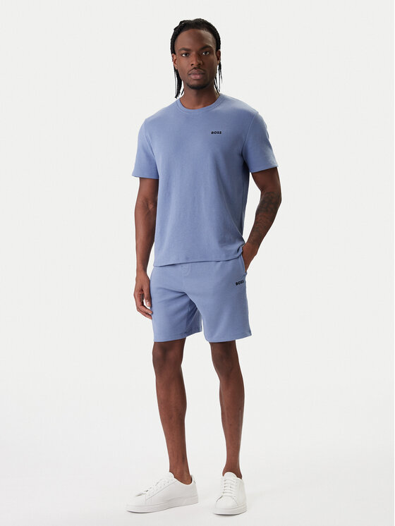BOSS BOSS Camiseta Waffle 50535891 Celeste Regular Fit