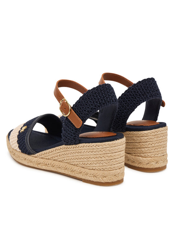 Tommy Hilfiger Espadrilės Tommy Hilfiger Mid Espad Wedge Crochet FW0FW09516 Tamsiai mėlyna