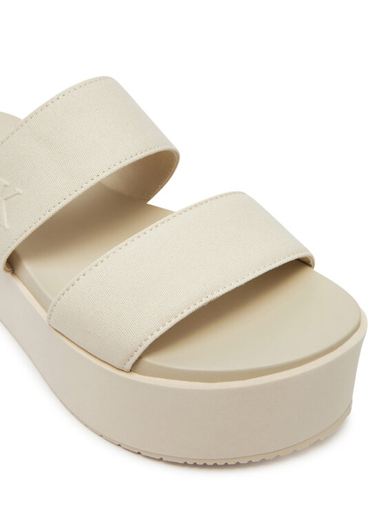 Calvin Klein Jeans Şlapi Calvin Klein Jeans Flatform Sandal Webbing In YW0YW01789 Écru