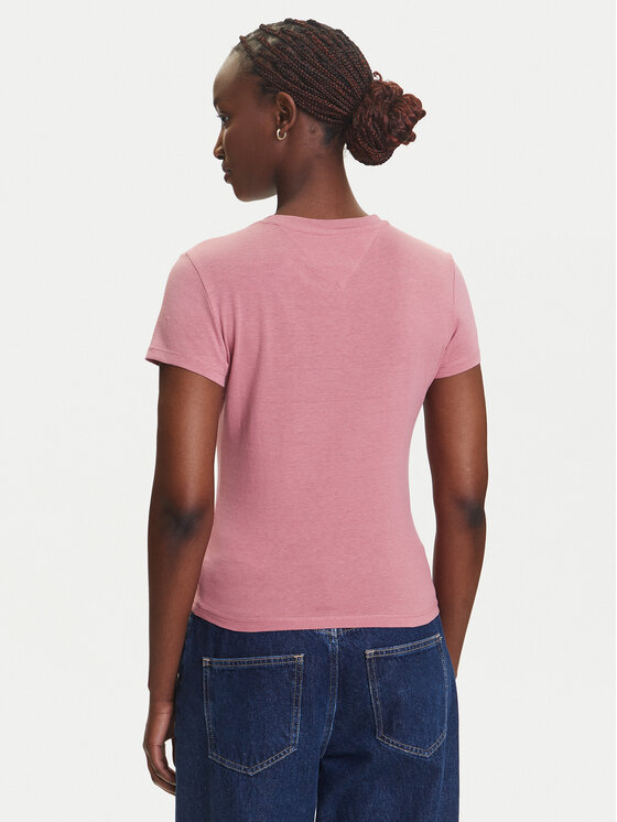 Tommy Jeans Tommy Jeans Póló Essential DW0DW20913 Rózsaszín Slim Fit