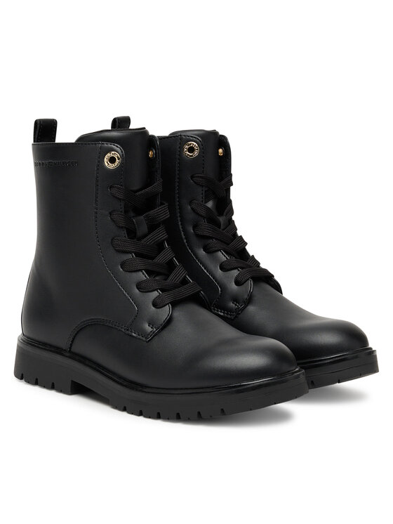 Tommy Hilfiger Trapper stila apavi Tommy Hilfiger Lace-Up Bootie T3A5-34012-1355 D Melns
