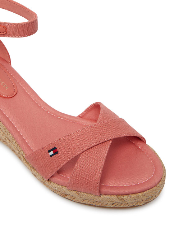 Tommy Hilfiger Espadrilles Tommy Hilfiger Hemp Crossover Strap Wedge Espadrilles FW0FW09332 Rózsaszín