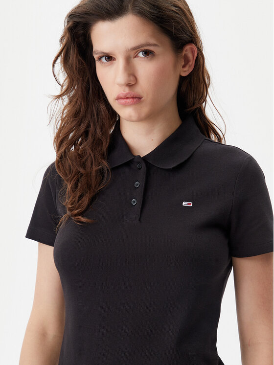 Tommy Jeans Tommy Jeans Polo marškinėliai Essential DW0DW20160 Juoda Slim Fit