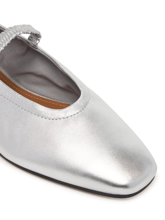 Tommy Hilfiger Μπαλαρίνες Tommy Hilfiger Silver Lth Ellastic Ballerina FW0FW09466 Ασημί