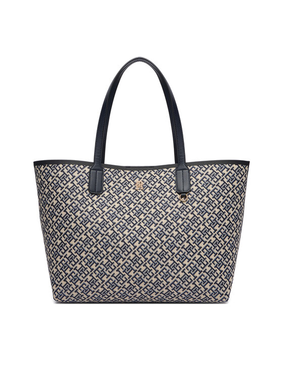 Tommy Hilfiger Borsetta Tommy Hilfiger Th Icon Tote Jacquard AW0AW18889 Blu